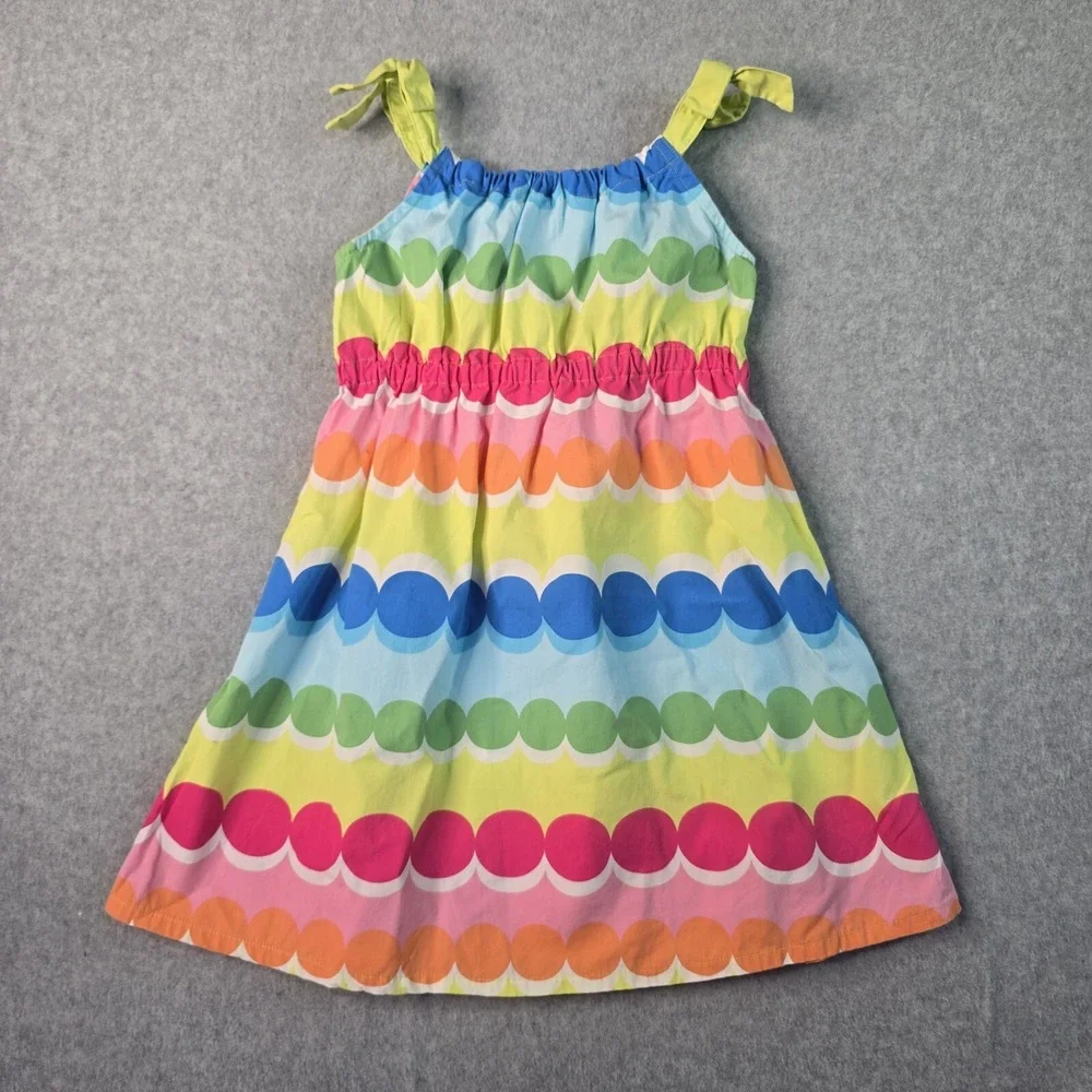 Gymboree Rainbow Polka Dot Sundress Girls 6 Multicolor Cotton Tie Strap Summer